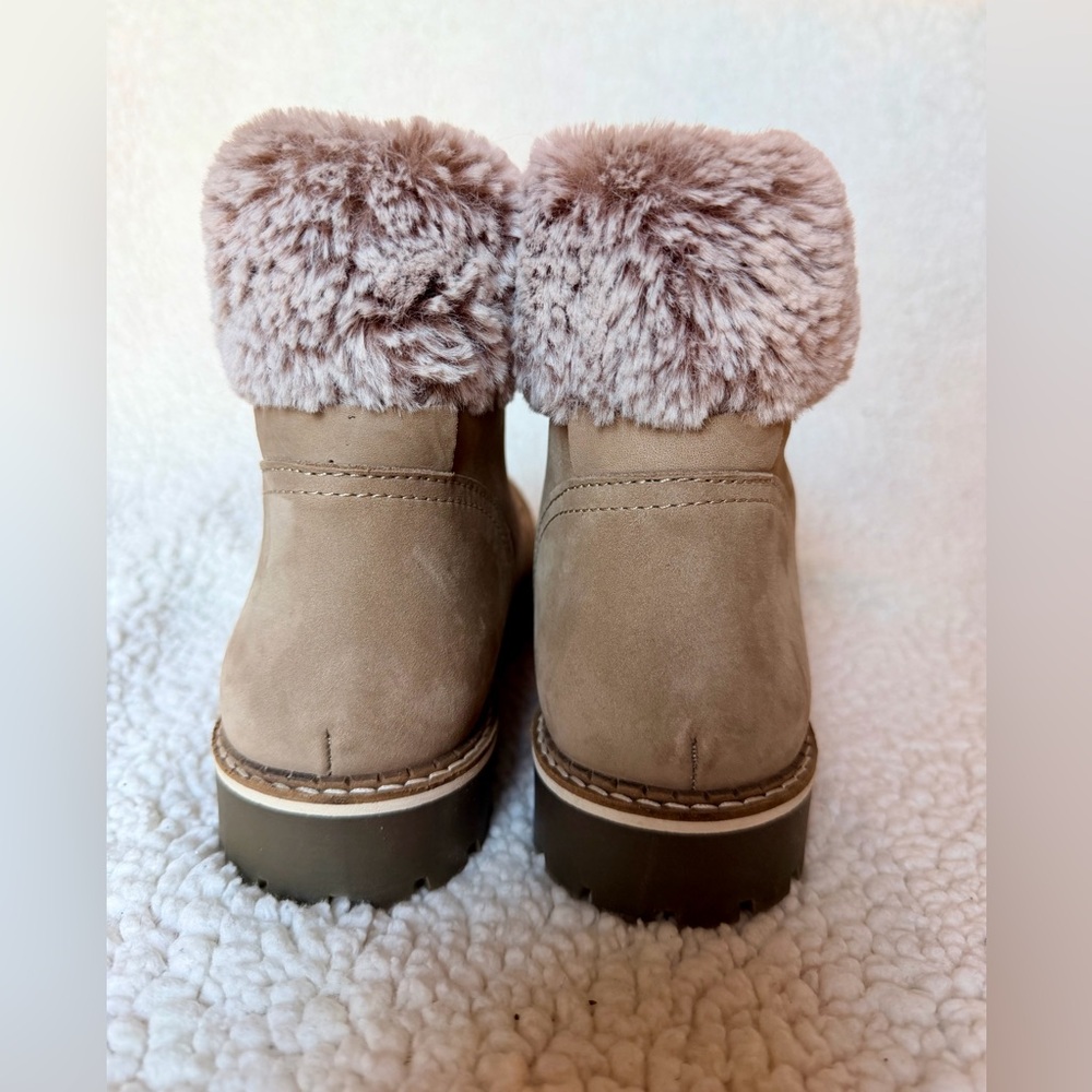 NWOT Avellini Genuine Leather Tan Shearling-Lined Lace up Boots/Booties Sz 10 - Picture 4 of 6